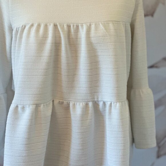 J Crew Women's Bell-Sleeve Cream Tiered Ruffles Top Size XS - Picture 4 of 7